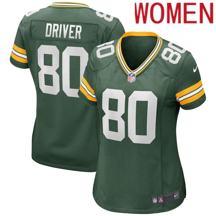 Women Green Bay Packers #80 Donald Driver Nike Green Game Retired Player NFL Jersey